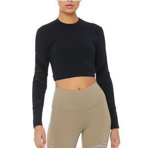 Alo Yoga Bondage Long Sleeve Crop Top in Black S